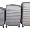 3-Piece ABS Hard-Shell Luggage Set with Spinner Wheels & Champagne/Silver
