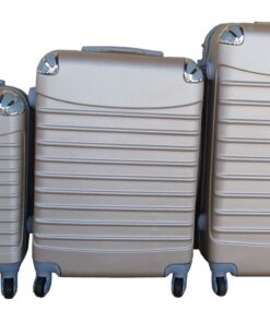 3-Piece ABS Hard-Shell Luggage Set with Spinner Wheels & Champagne/Silver