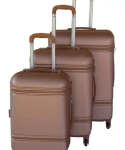 3-Piece ABS Hard-Shell Luggage Set with Spinner Wheels - Rose Gold Finish