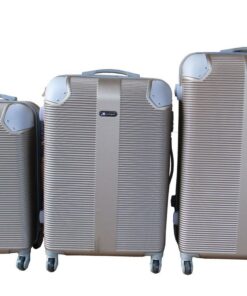 3-Piece ABS Luggage Hard Shell, Built-In Lock, Spinner Wheels, Cream/Beige