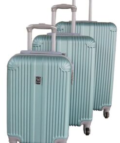3-Piece ABS Luggage Set - Spinner Wheels, Combination Lock-Metallic Silver