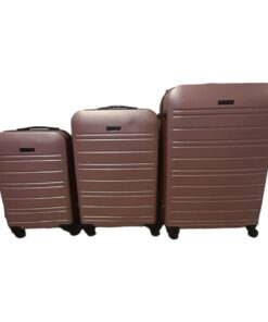3-Piece ABS Luggage Set with Combination Locks,360 Spinner Wheels-Rose Gold