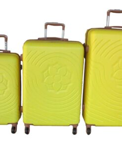 3-Piece ABS Luggage Set with Floral , Spinner Wheels & Lock-Yellow/Tan