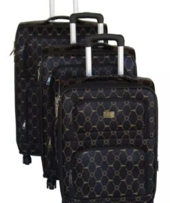 3 Piece Black Eiffel Tower Travel Luggage Bag Set