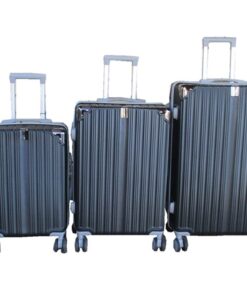 3-Piece Black Hardshell Luggage Set with ABS Plastic, Spinner Wheels & Lock