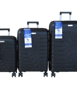 3-Piece Black PP Hard-Shell Luggage Set wit h TSA Lock & Spinner Wheels