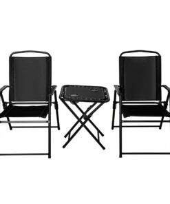 3-Piece Camping Chair and Table Set - Folding Chairs with Cupholder Table