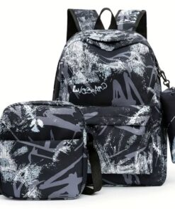 3 piece Dust-proof Large Capacity Backpack Set - Bag, Lunch Bag & Case