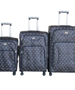 3-Piece Expandable Trolley Luggage Set, Black, Spinner Wheels