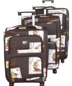 3 Piece Graphic Art PU Leather Travel Luggage Bag Set