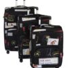 3 Piece Graphic Art PU Leather Travel Luggage Bag Set - Airmail