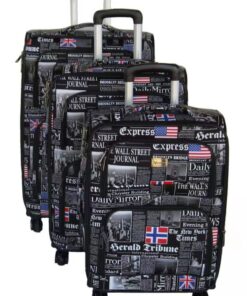 3 Piece Graphic Art PU Leather Travel Luggage Bag Set - Media Express