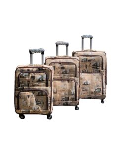 3 Piece Graphic Art PU Leather Travel Luggage Set - Paris Eiffel Tower