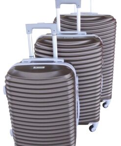 3 Piece Hard Outer Shell Lightweight Luggage Set - Brown