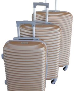 3 Piece Hard Outer Shell Lightweight Luggage Set - Gold