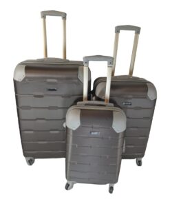 3 Piece Hard Outer Shell Luggage Set - Protected EQ-1Z - Brown