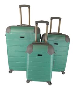 3 Piece Hard Outer Shell Luggage Set - Protected EQ-1Z - Green