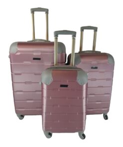 3 Piece Hard Outer Shell Luggage Set - Protected EQ-1Z - Pink