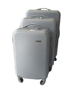 3 Piece Hard Outer Shell Luggage Set - Silver