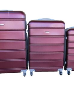 3 Piece Hard Outer Shell Premium Lightweight Luggage Set - Maroon