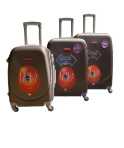 3 Piece Hard Outer Shell Protected Lightweight Luggage Set - Brown
