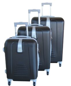 3 Piece Hard Outer Shell Protected Lightweight Sleek Luggage Bag Set - Black