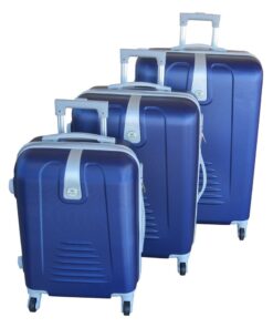 3 Piece Hard Outer Shell Protected Lightweight Sleek Luggage Bag Set - Blue