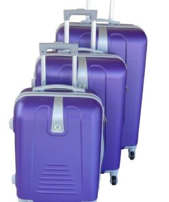 3 Piece Hard Outer Shell Protected Lightweight Sleek Luggage Bag Set - Purple