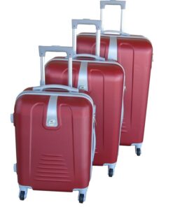 3 Piece Hard Outer Shell Protected Lightweight Sleek Luggage Bag Set - Red