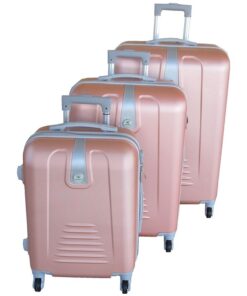 3 Piece Hard Outer Shell Protected Lightweight Sleek Luggage Bag Set - Rose Gold