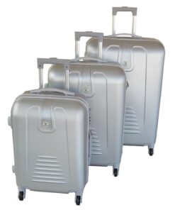 3 Piece Hard Outer Shell Protected Lightweight Sleek Luggage Bag Set - Silver