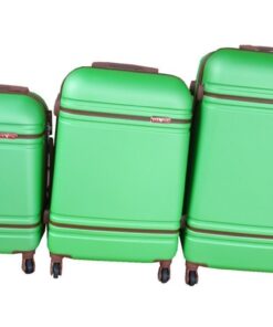 3-Piece Hard Shell Luggage Set - Green with Brown Trim