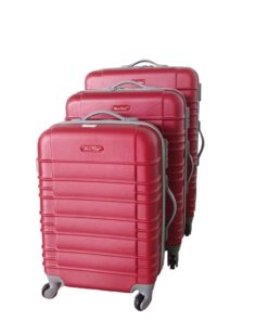 3 Piece Holiday Luggage Set - Black - Red