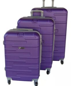 3 Piece Holiday Travel Luggage Bag Set - Purple