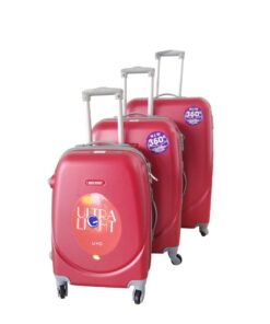 3 Piece Lightweight Luggage Set - Apple Green - Red