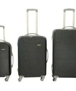 3-Piece Luggage Set-Durable ABS Material,Black Ribbed Design,Spinner Wheels