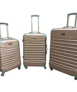 3 Piece Luggage Set  - Green - Rose Gold