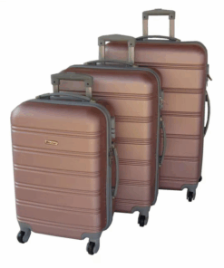 3-Piece Pink ABS Luggage Set with Spinner Wheels & Telescoping Handle