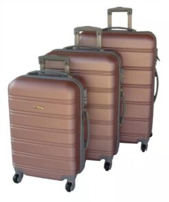 3 Piece Premium Travel Luggage Bag Set - Rose Gold