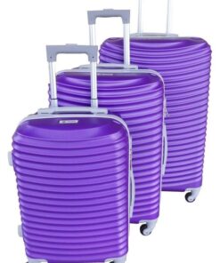 3-Piece Purple ABS Hard-Shell Luggage Set with Spinner Wheels & Lock