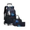 3 Piece Rolling Backpack Set Trolley Preschool Bags For Students - Blue