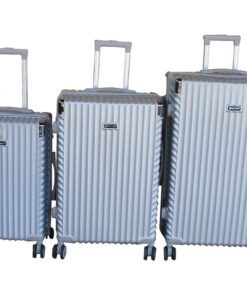 3-Piece Silver Hardshell Luggage Set - Spinner Wheels, Telescoping Handle