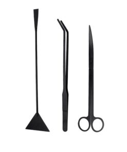 3 Piece Stainless Steel Aquarium Aquascaping Scissor Tool Set - Black
