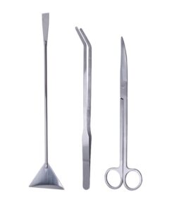 3 Piece Stainless Steel Aquarium Aquascaping Scissor Tool Set - Silver