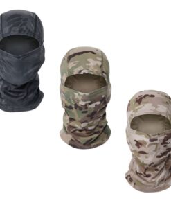 3 Piece Tactical Camouflage Balaclava Full Face Mask Military Hat Windproof - Black 01+Green 01+Khaki 01