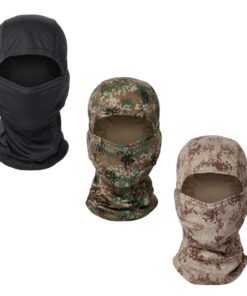 3 Piece Tactical Camouflage Balaclava Full Face Mask Military Hat Windproof - Black 02+Green 02+Khaki 02