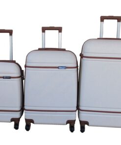 3 Piece Travel 27- Inch Luggage Suitcase Bag Set - Stylish - Cream White