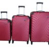 3 Piece Travel 30-Inch Luggage Suitcase Bag Set - Stylish - Wine Red
