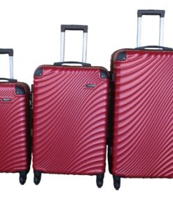 3 Piece Travel 30-Inch Luggage Suitcase Bag Set - Stylish - Wine Red