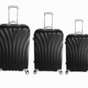 3 Piece Travel Luggage Set with Wheels - Black